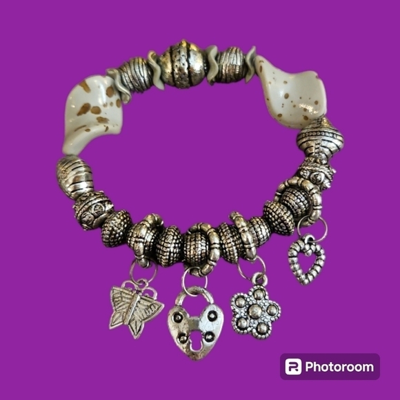 5/$25 Acrylic Beaded Coquette Charms Stretch Bracelet - Picture 1 of 5